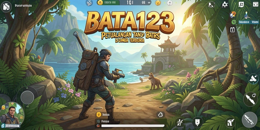 Screenshot gameplay BATA123 menampilkan petualangan di dunia terbuka yang luas.