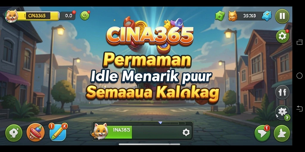 Screenshot gameplay CINA365 yang menunjukkan kemajuan dalam permainan Idle.