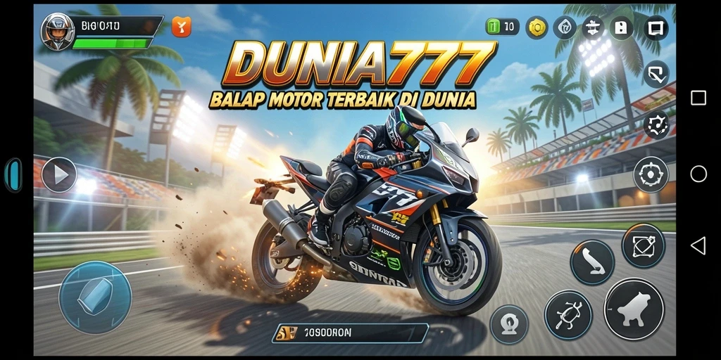 Tampilan gameplay seru dalam DUNIA777 dengan kecepatan tinggi dan grafik mengesankan.