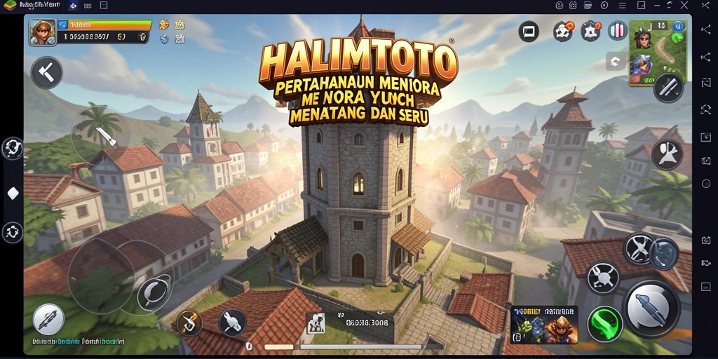 Tampilan gameplay HALIMTOTO yang mendebarkan dalam pertahanan menara.