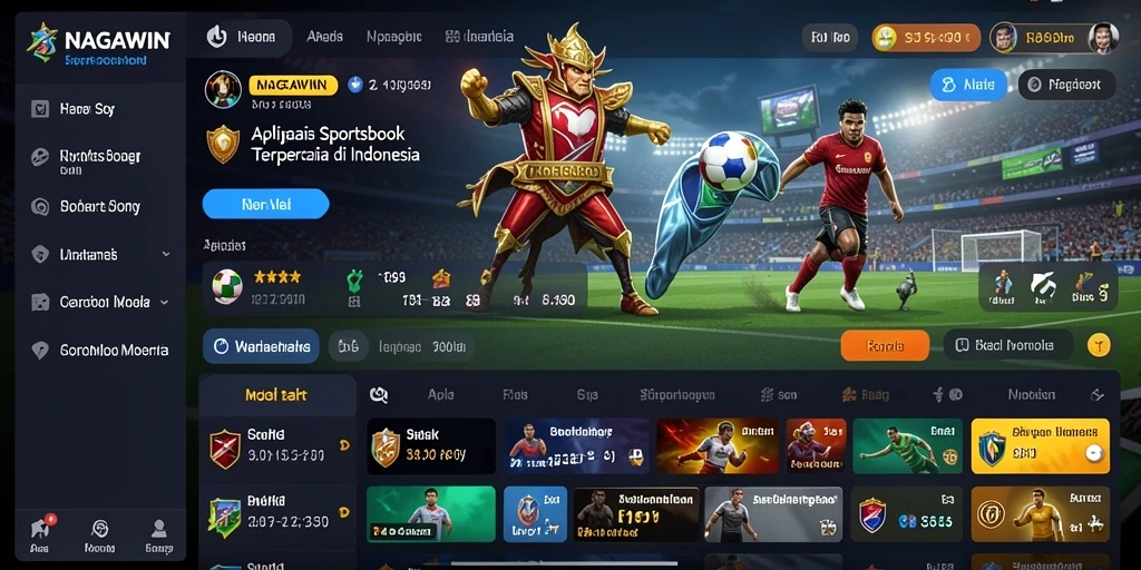 Tampilan menarik aplikasi NAGAWIN saat bermain Sportsbook.