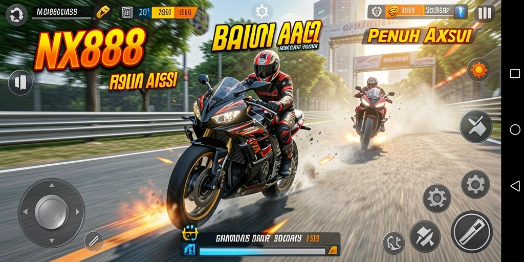 Gameplay seru dan menegangkan dalam balapan motor NX888.