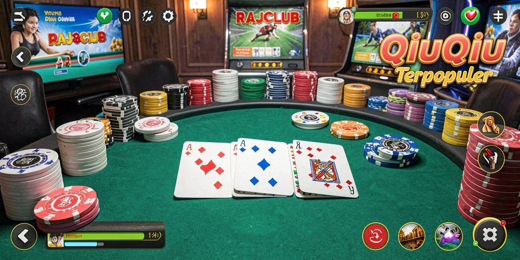 Screenshot gameplay RAJACLUB menunjukkan keseruan bermain QiuQiu.