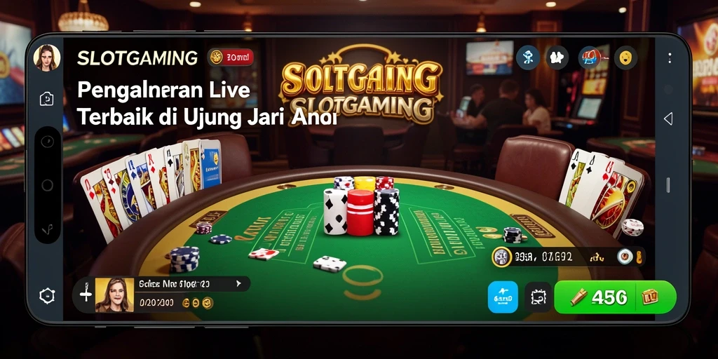 Screenshot menampilkan dealer langsung dan permainan yang mendebarkan dalam SLOTGAMING.
