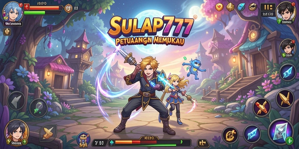 Tampilan gameplay SULAP777 yang menampilkan pertarungan karakter Anime.