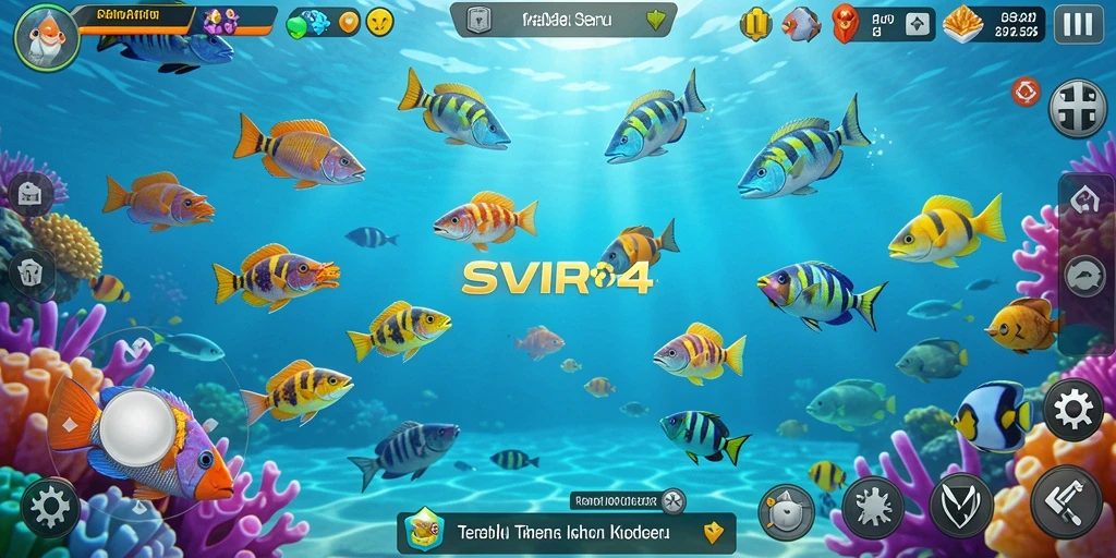 Tampilan gameplay seru dalam SVIP4, menangkap berbagai jenis ikan.