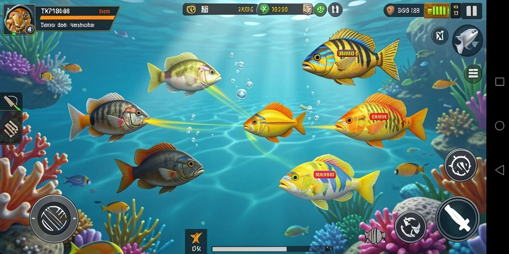 Screenshot gameplay TKP188 menampilkan aksi menangkap ikan yang menarik.