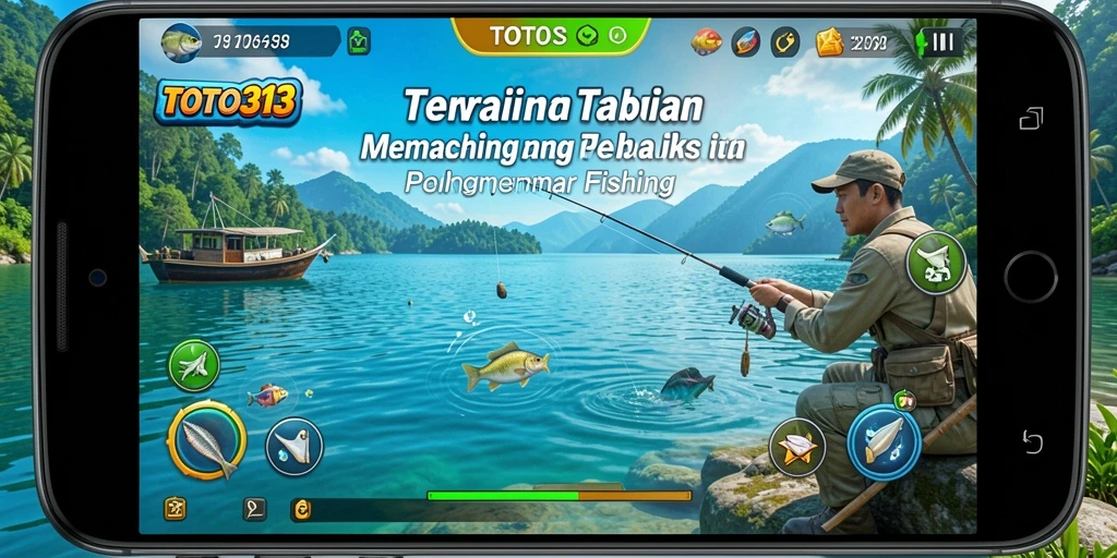 Screenshot permainan TOTO313 yang menampilkan keseruan memancing ikan.
